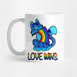 Love Wins Cat (Rainbow Flag) Mug